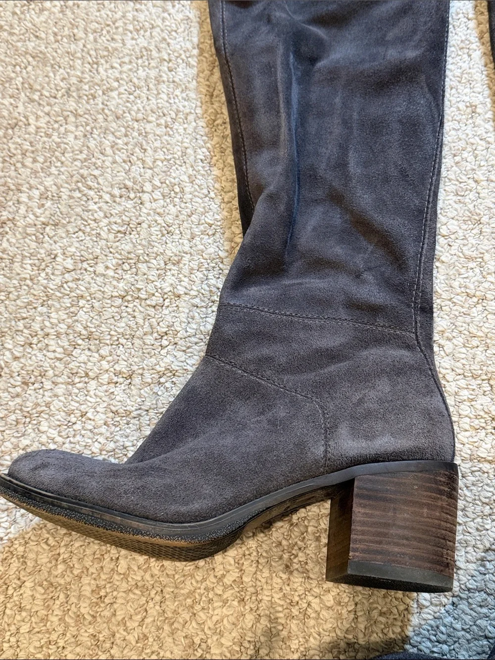 Lucky Brand Women's Over-the-Knee Suede Block Heel Boots - Charcoal
